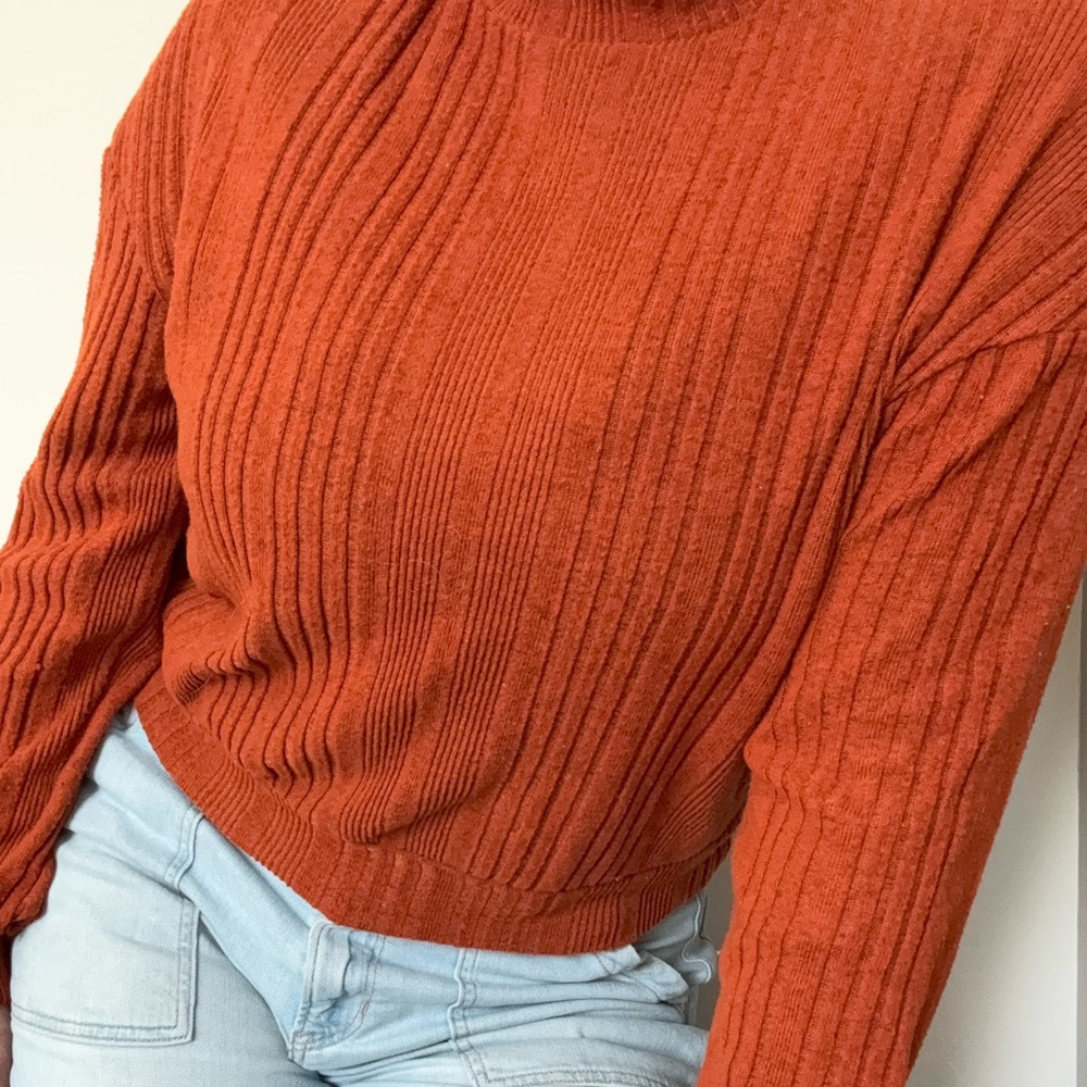 SHEIN Orange Ribbed Sweater